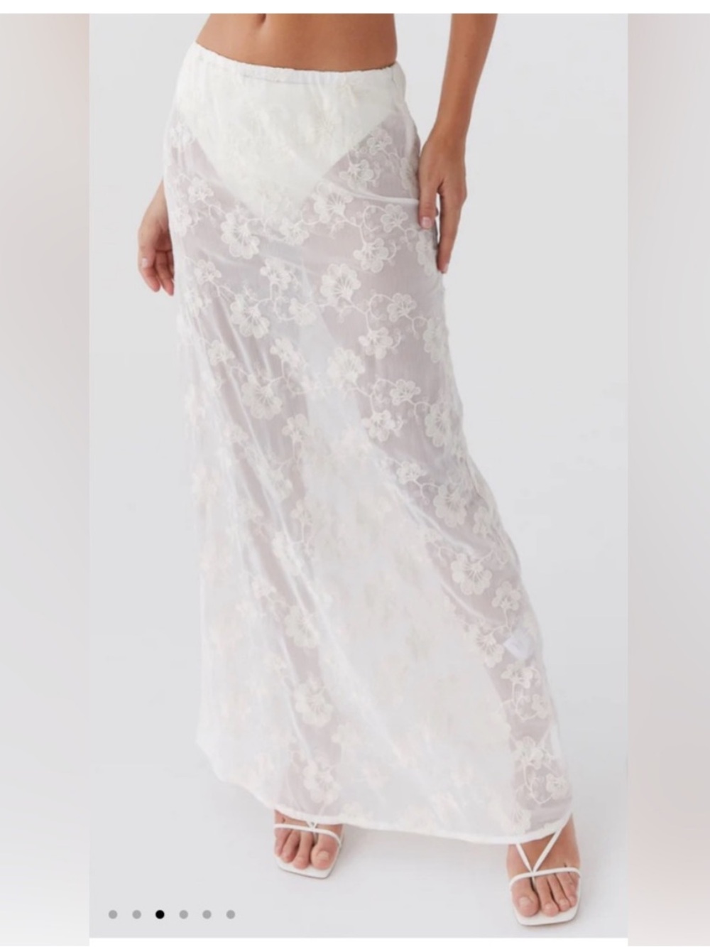 Peppermayo White Lace Maxi Skirt